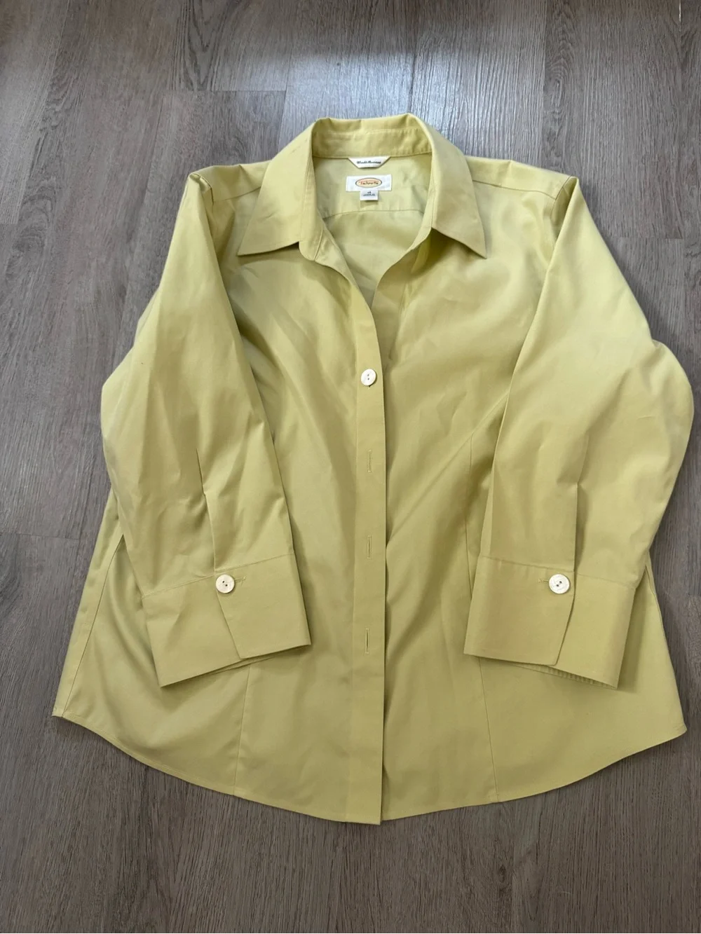 Talbots Women's Light Olive Button-Up Shirt